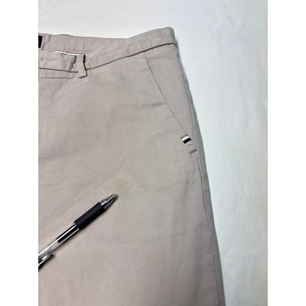 Hugo Boss Kaito Slim Fit Chinos Beige Stretch Cotton Trousers Mens 34R L32